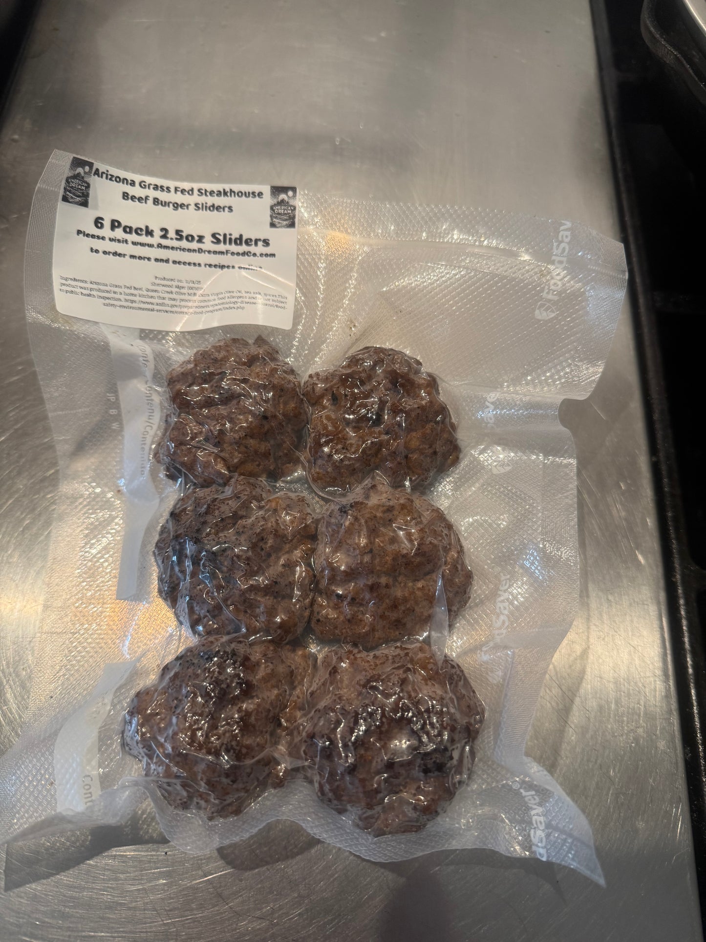 ARIZONA GRASS FED Steakhouse Burger Sliders 2.5oz Patty 6 Pack $19.99 (FROZEN)