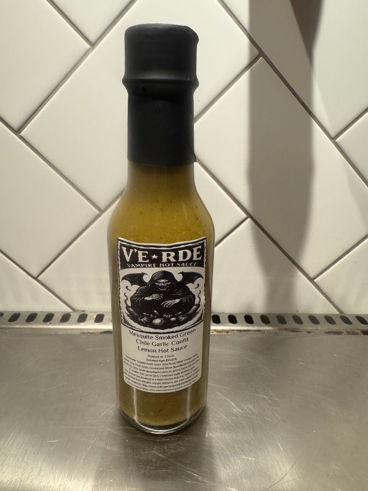 VEGAN Verde Vampire Mesquite Smoked Green Chile Garlic Confit Hot Sauce $5.99 (5oz Bottle)