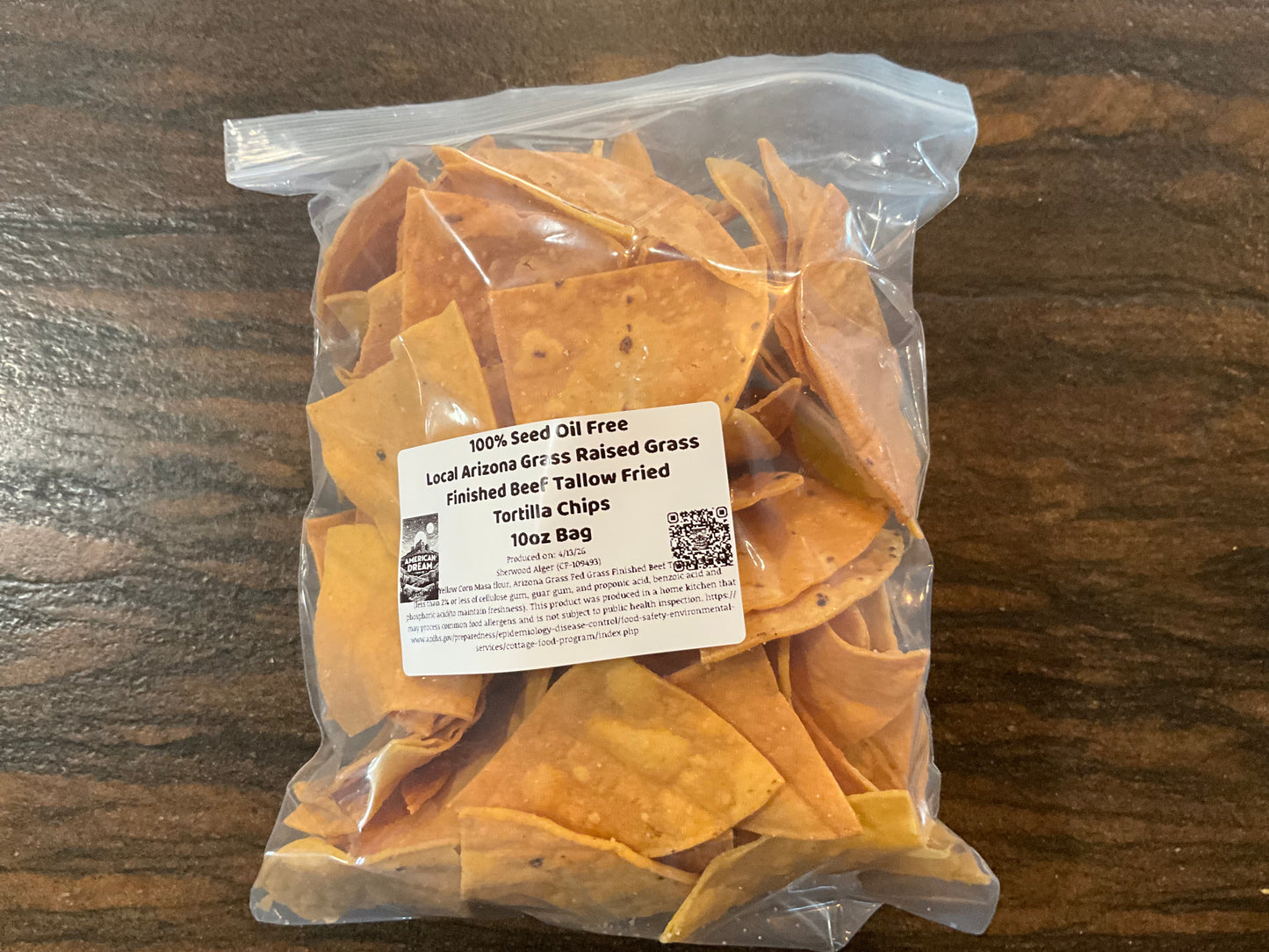 Arizona Grass Raised Grass Finished Tallow Fried Corn Tortilla Chips 10oz Bag $10