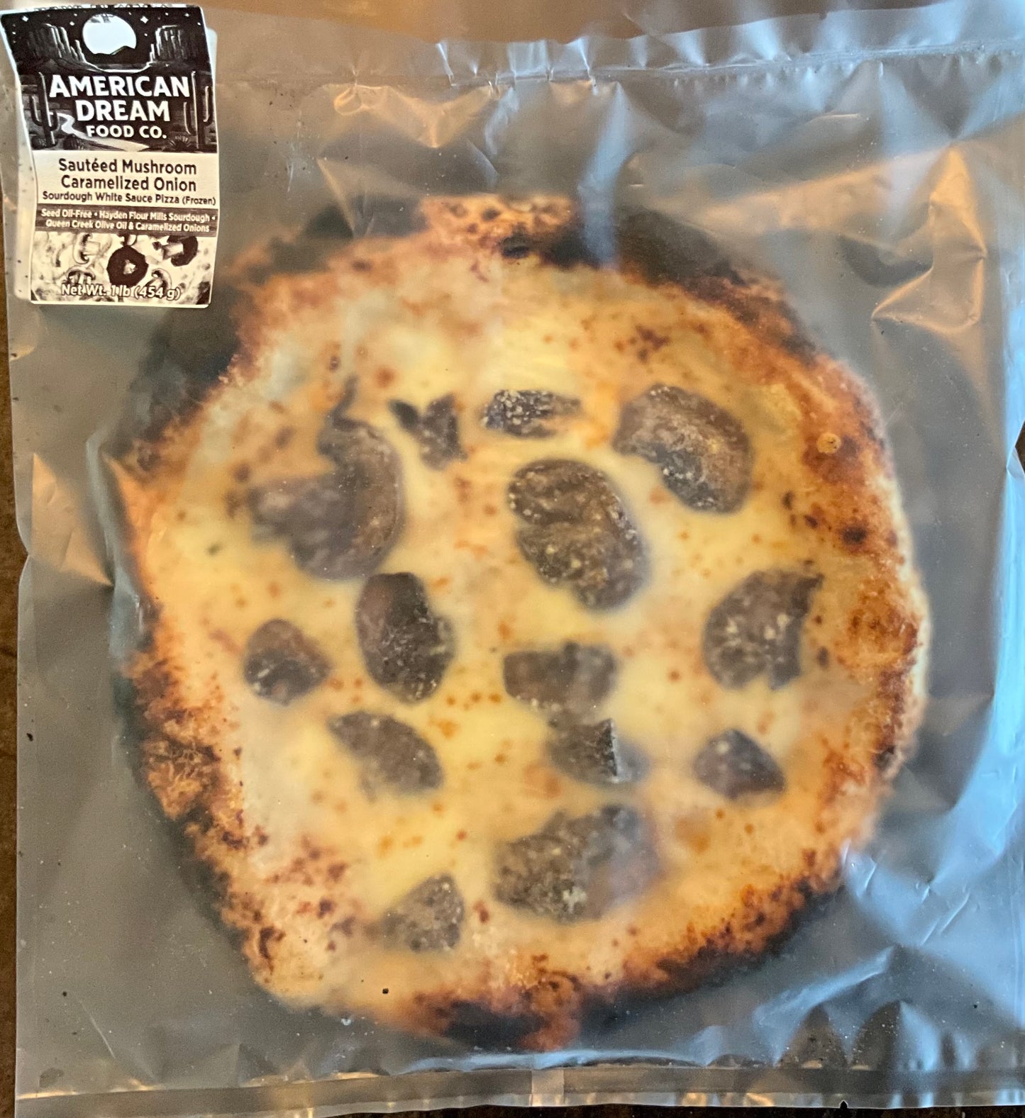 Sautéed Mushroom Caramelized Onion Sourdough White Pizza (frozen) $13.99